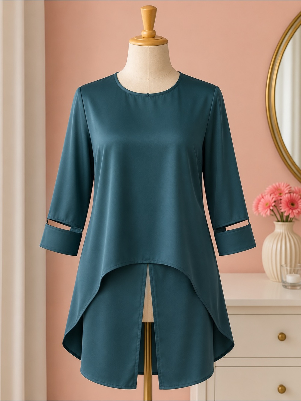 Madam’s Elegant High-Low Tunic Blouse – Size 42